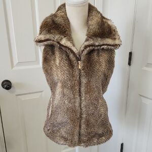 C Wonder Luxurious Faux Fur Zip Vest XS